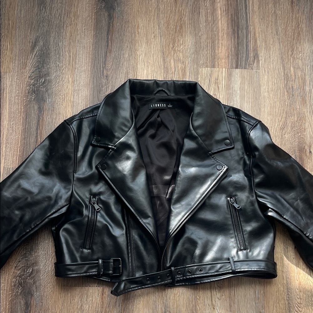 Lioness Black Cropped Leather Jacket